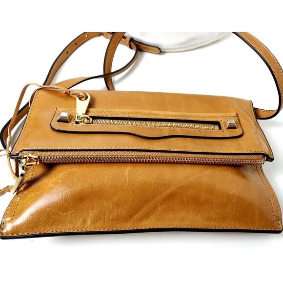 NWOT Rebecca Minkoff LIGHT TAN BROWN GENUINE LEATHER ENVELOPE SHOULDER BAG XBODY - Picture 8 of 12